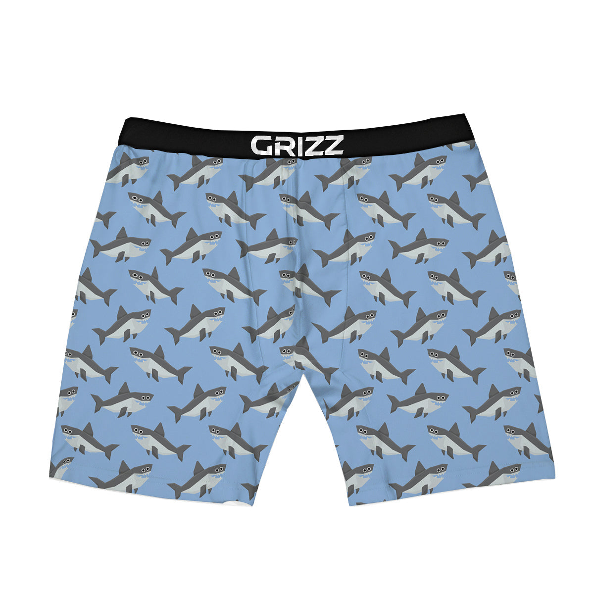 Shark Grey And White Print Pattern Boxer Briefs-grizzshop
