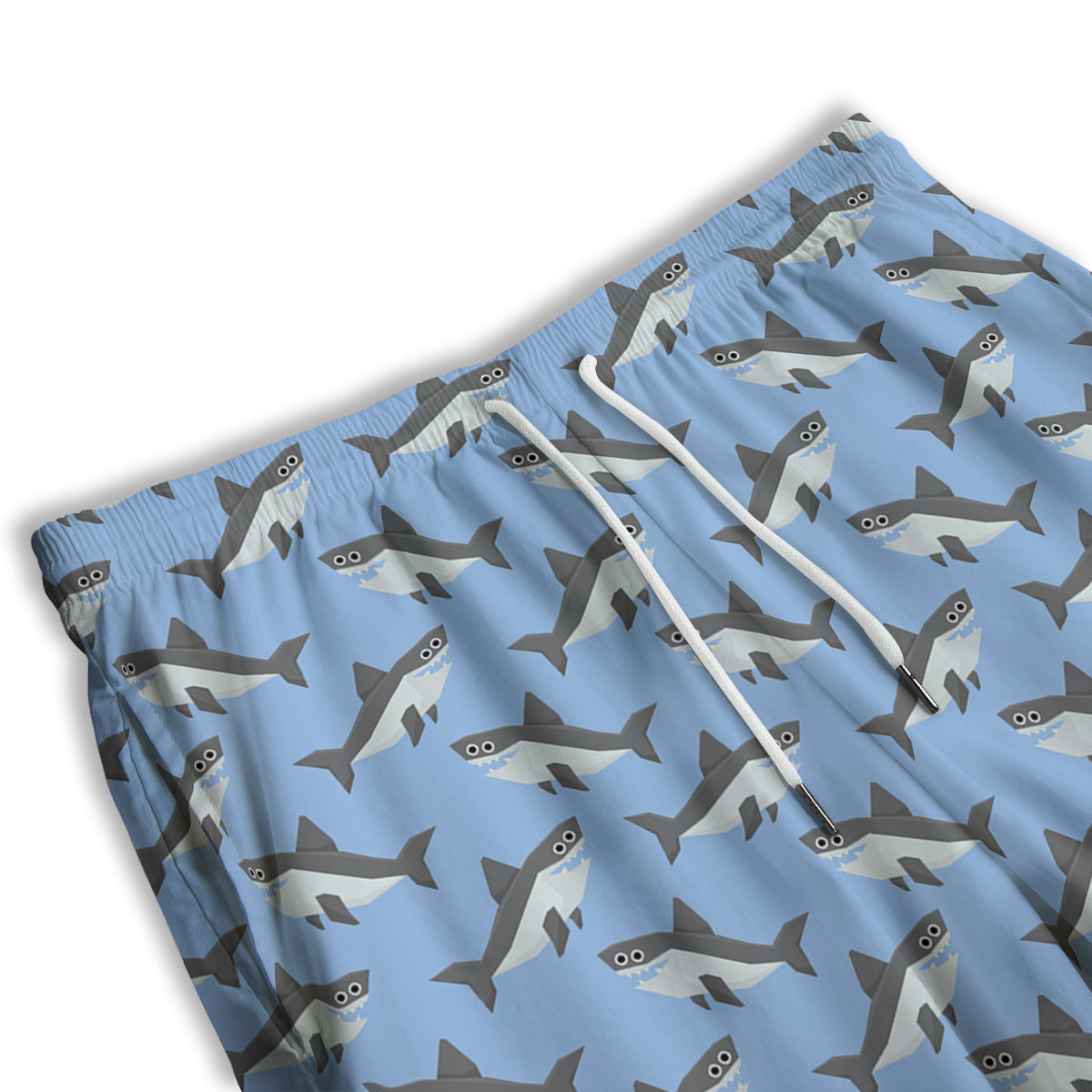 Shark Grey And White Print Pattern Men's Athletic Shorts
