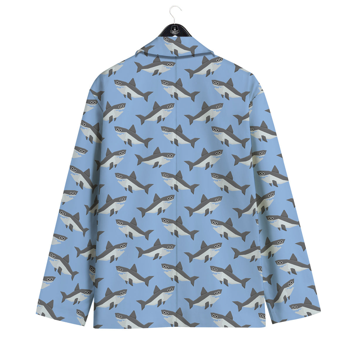 Shark Grey And White Print Pattern Men's Sport Coat-grizzshop