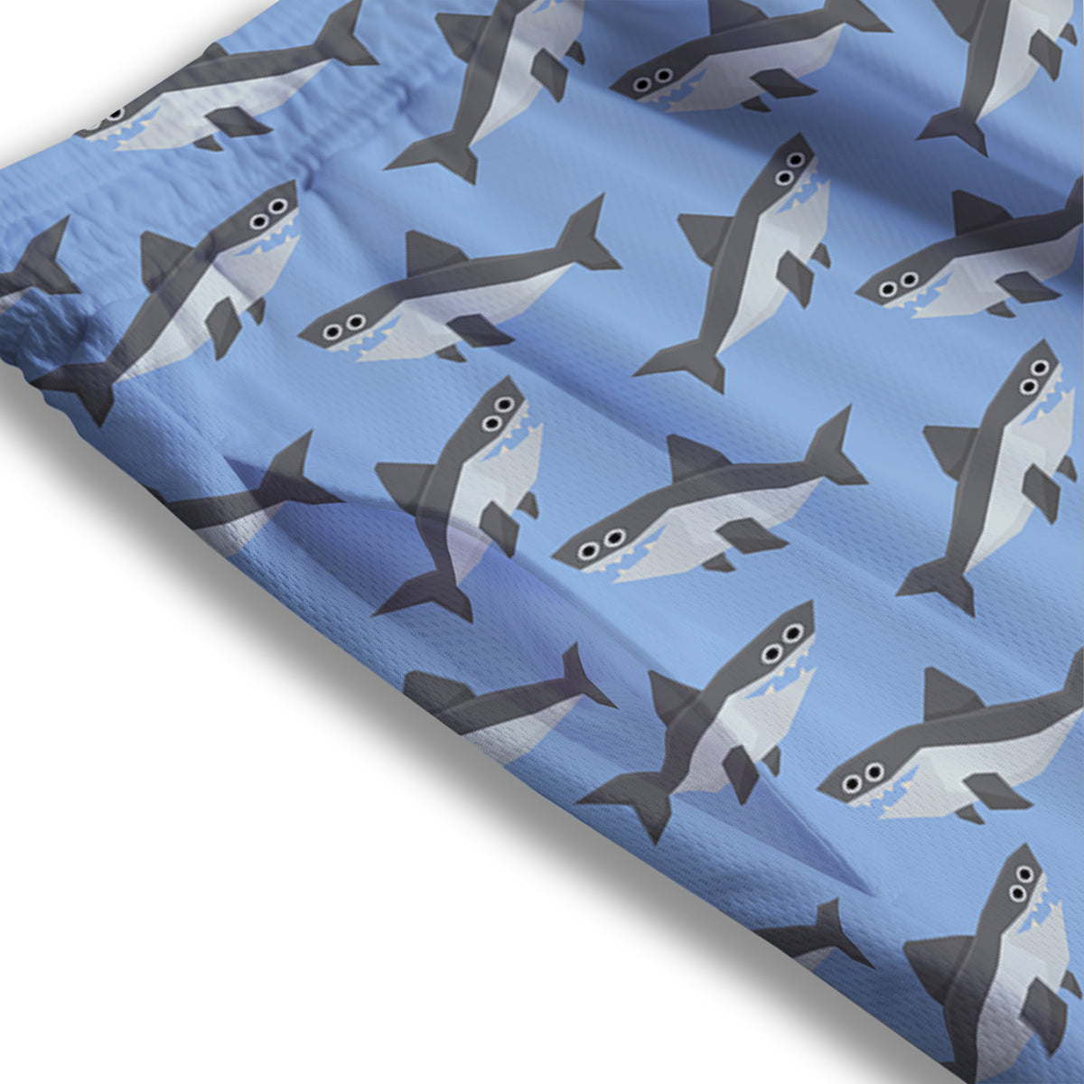 Shark Grey And White Print Pattern Mesh Shorts
