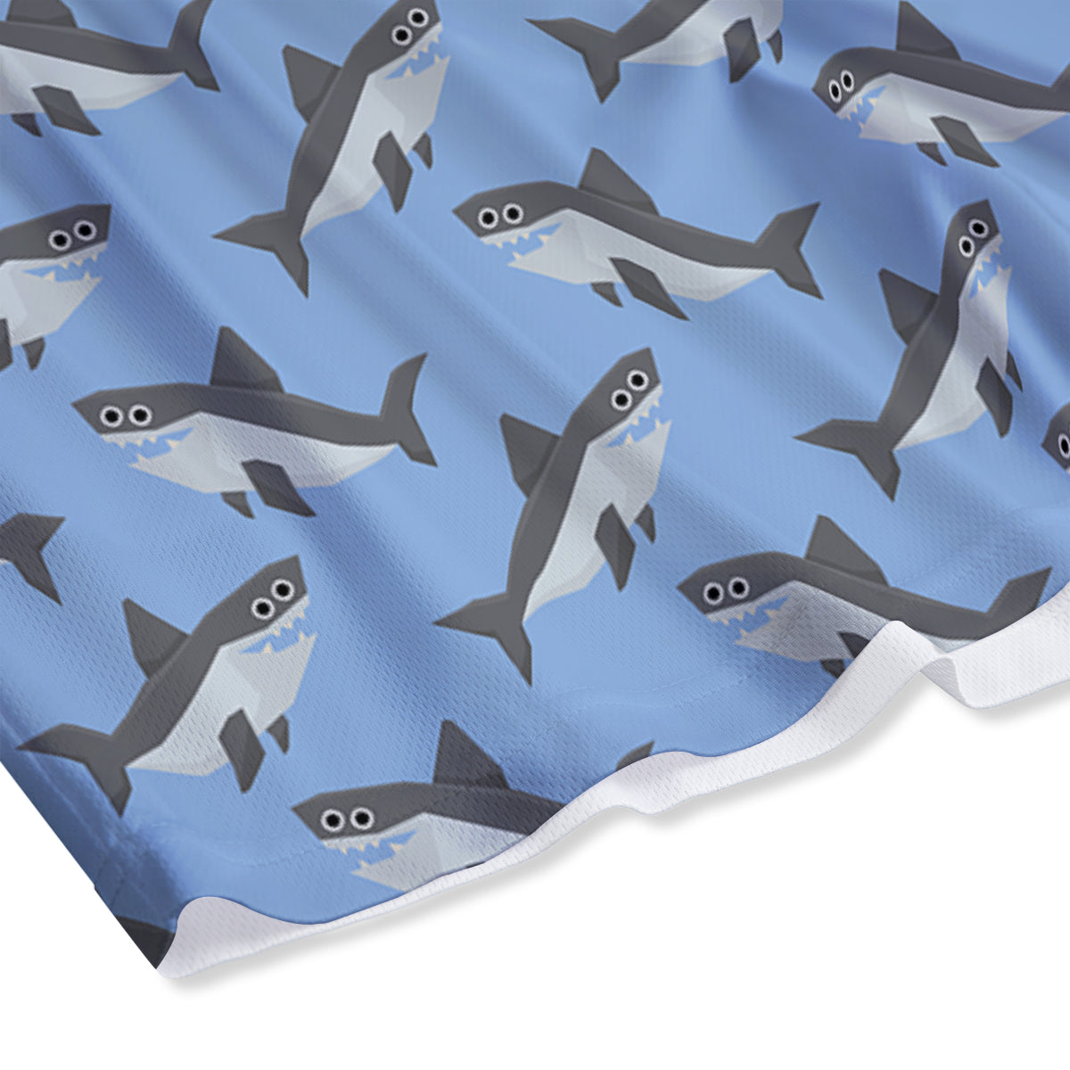 Shark Grey And White Print Pattern Mesh Shorts