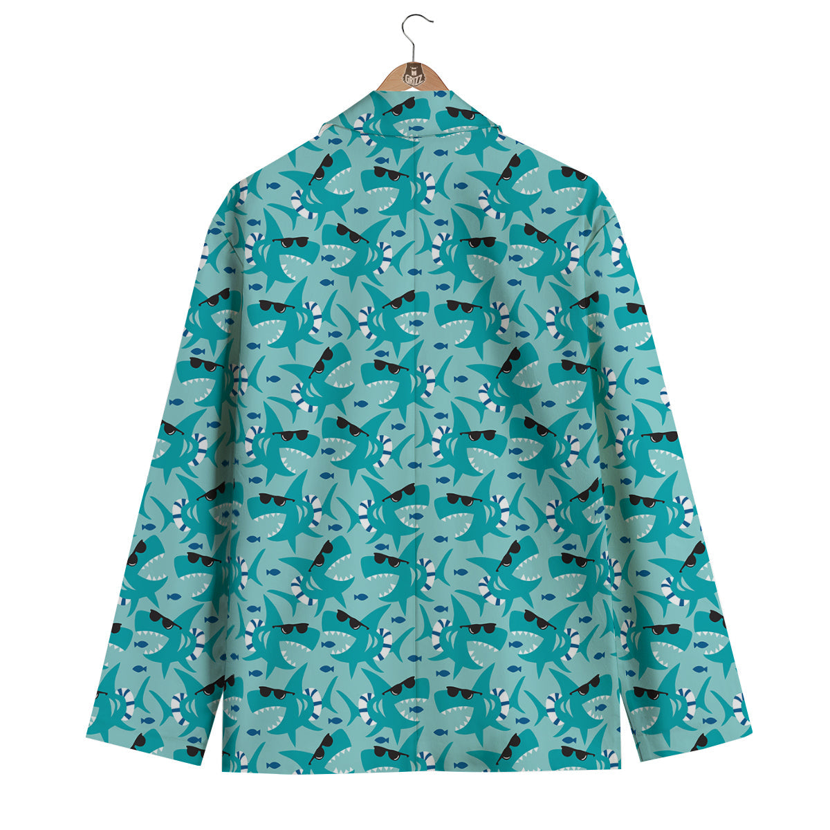 Shark Pattern Print Men's Blazer-grizzshop