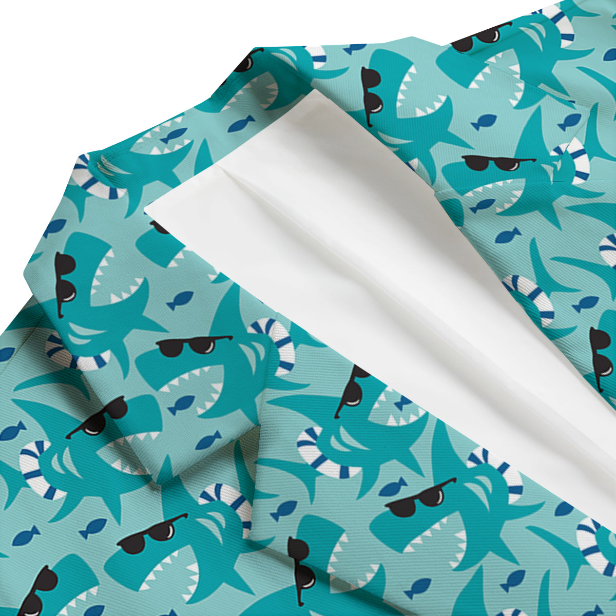 Shark Pattern Print Men's Blazer-grizzshop