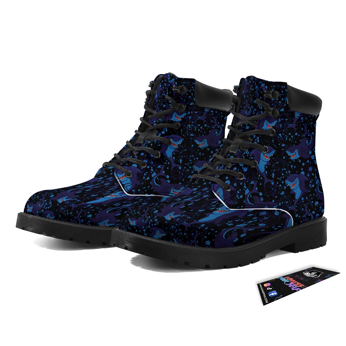 Shark Smiley Print Pattern Boots-grizzshop