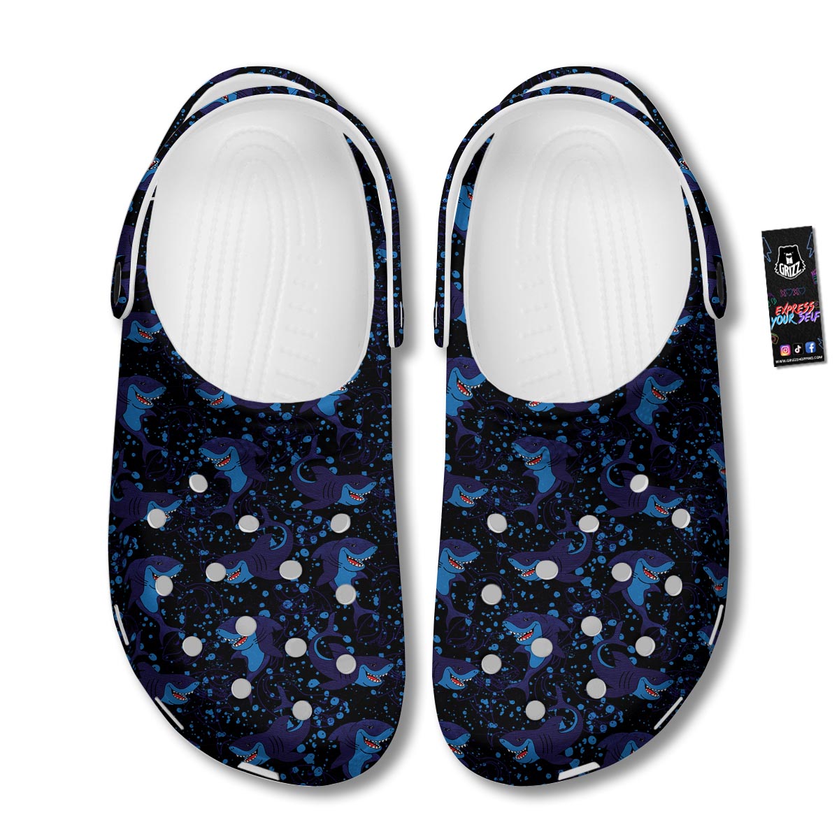 Shark Smiley Print Pattern Clog-grizzshop