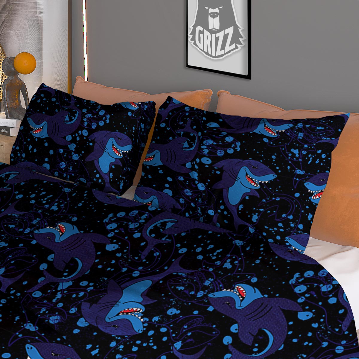 Skull Three Flaming Print Duvet Cover Bedding Set