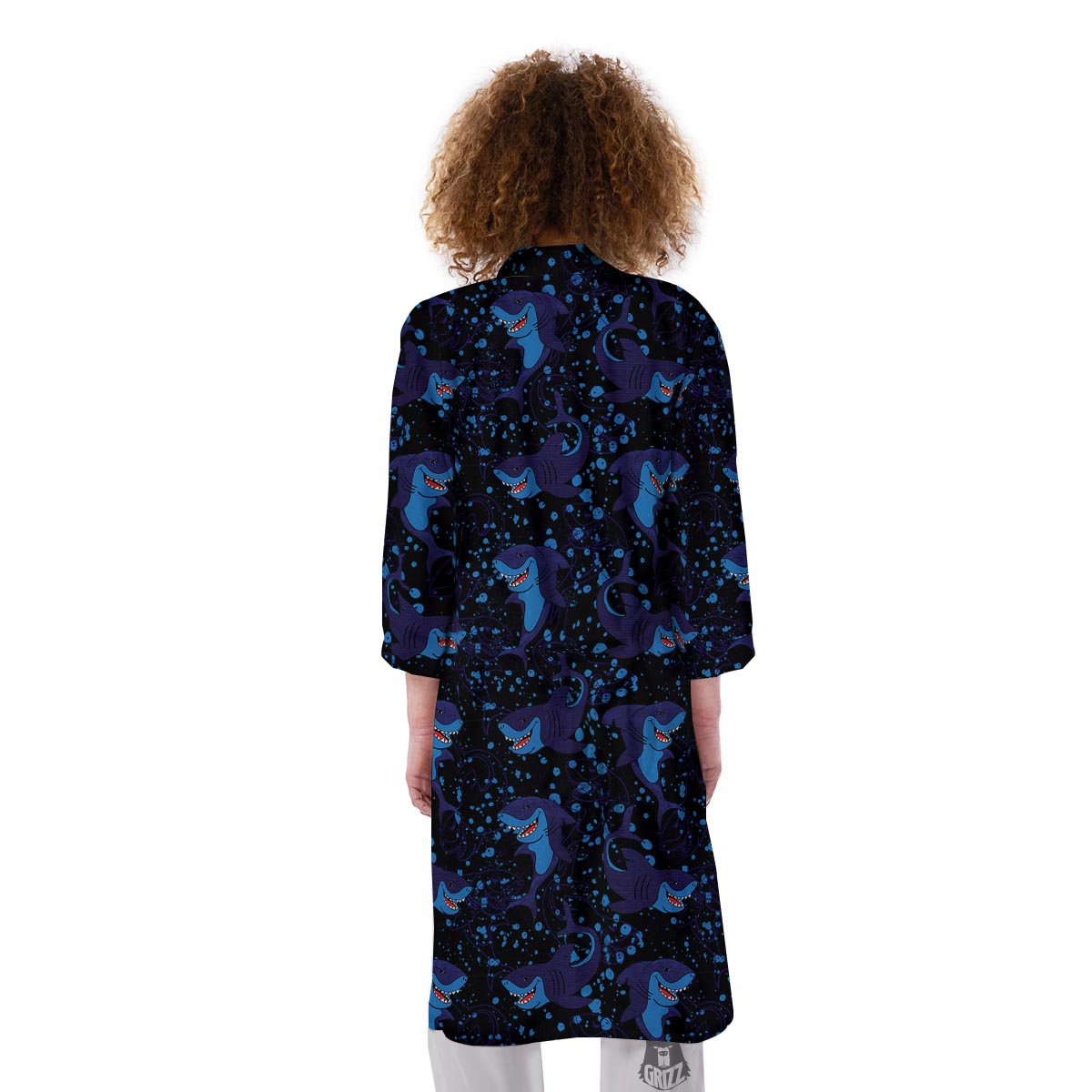 Shark Smiley Print Pattern Kimono-grizzshop
