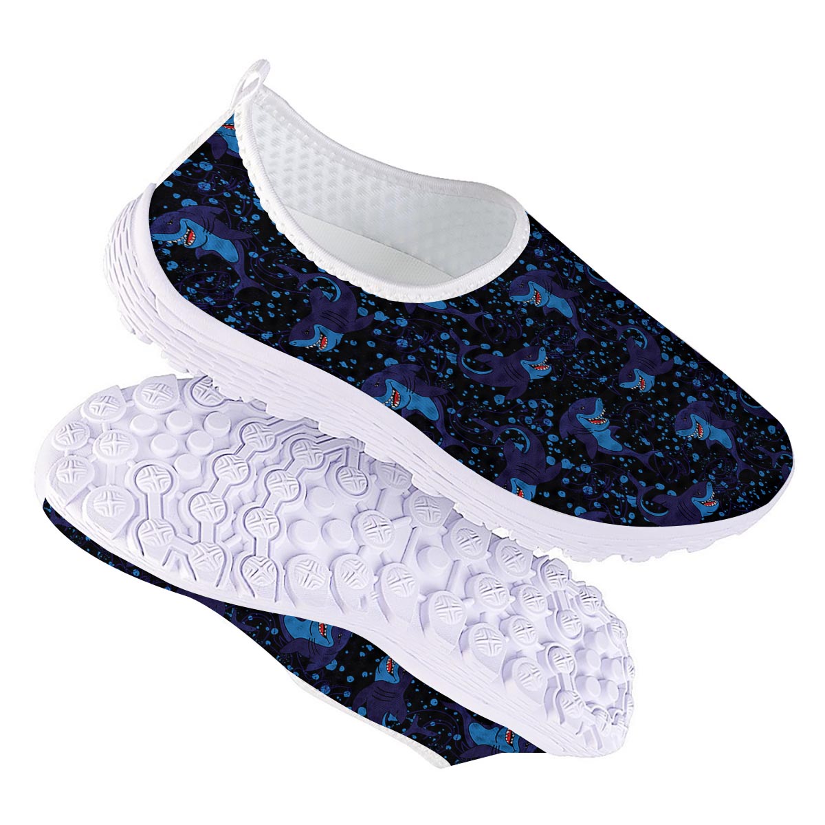 Shark Smiley Print Pattern Nurse Shoes-grizzshop