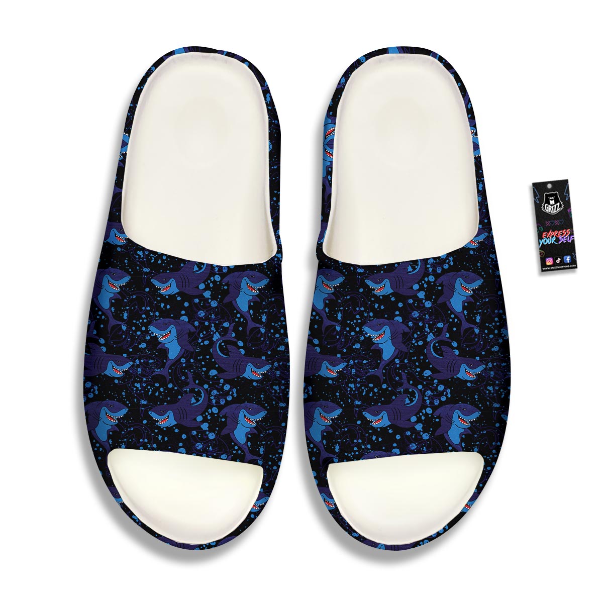 Shark Smiley Print Pattern Sandals-grizzshop