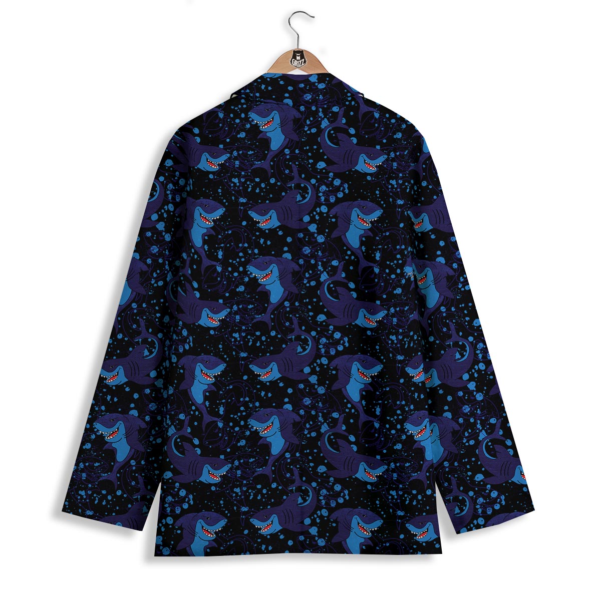 Shark Smiley Print Pattern Women's Blazer-grizzshop
