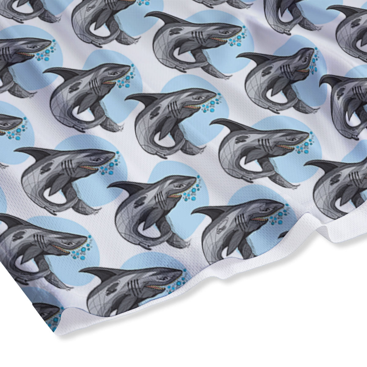 Shark White And Grey Print Pattern Mesh Shorts