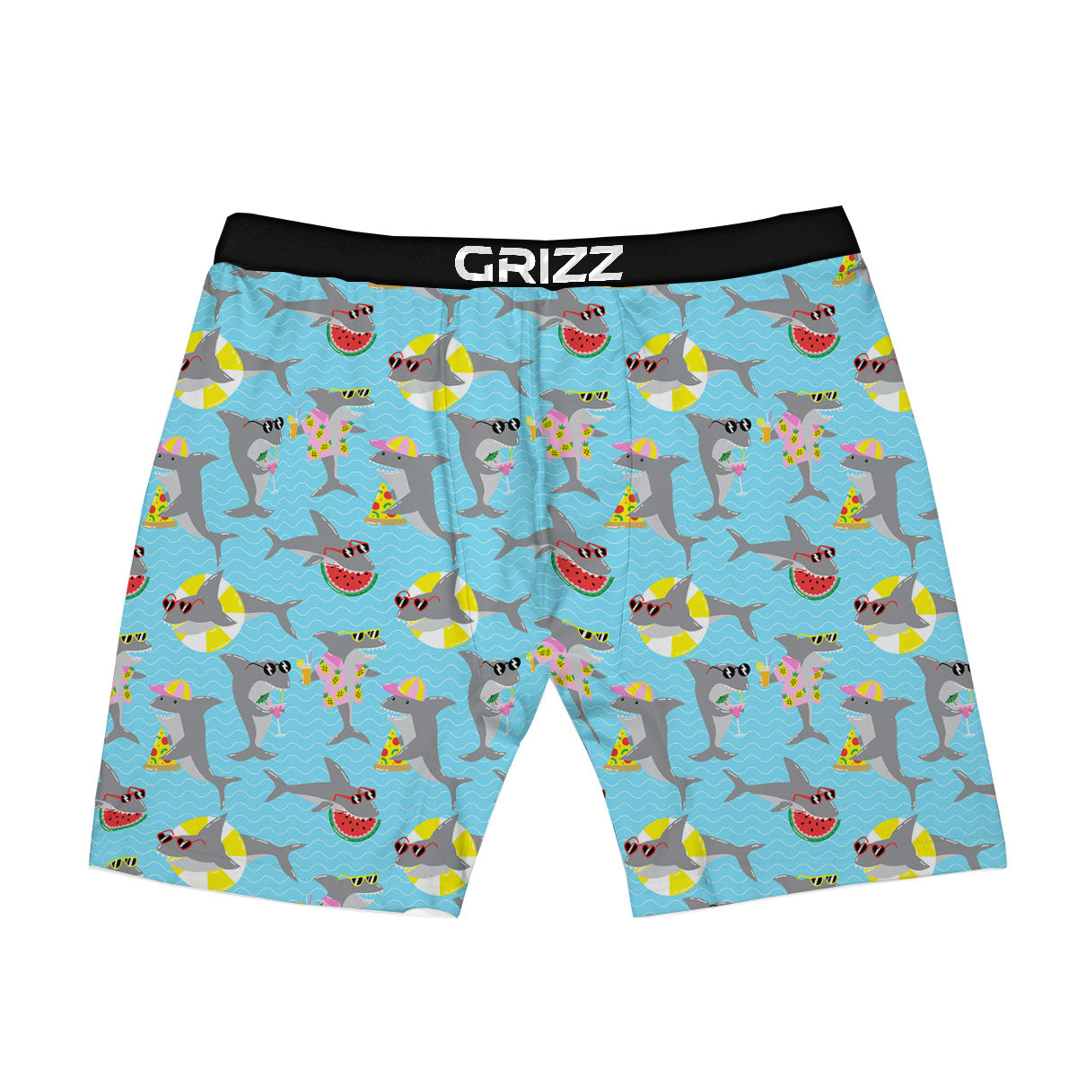 Shark Cartoon Print Pattern Boxer Briefs