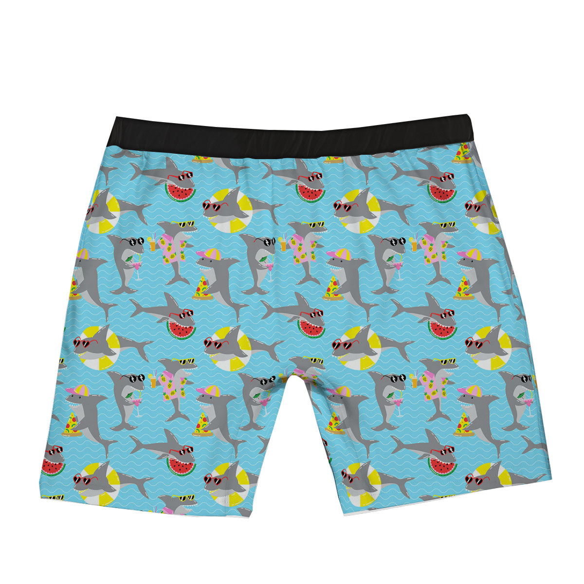 Shark Cartoon Print Pattern Boxer Briefs