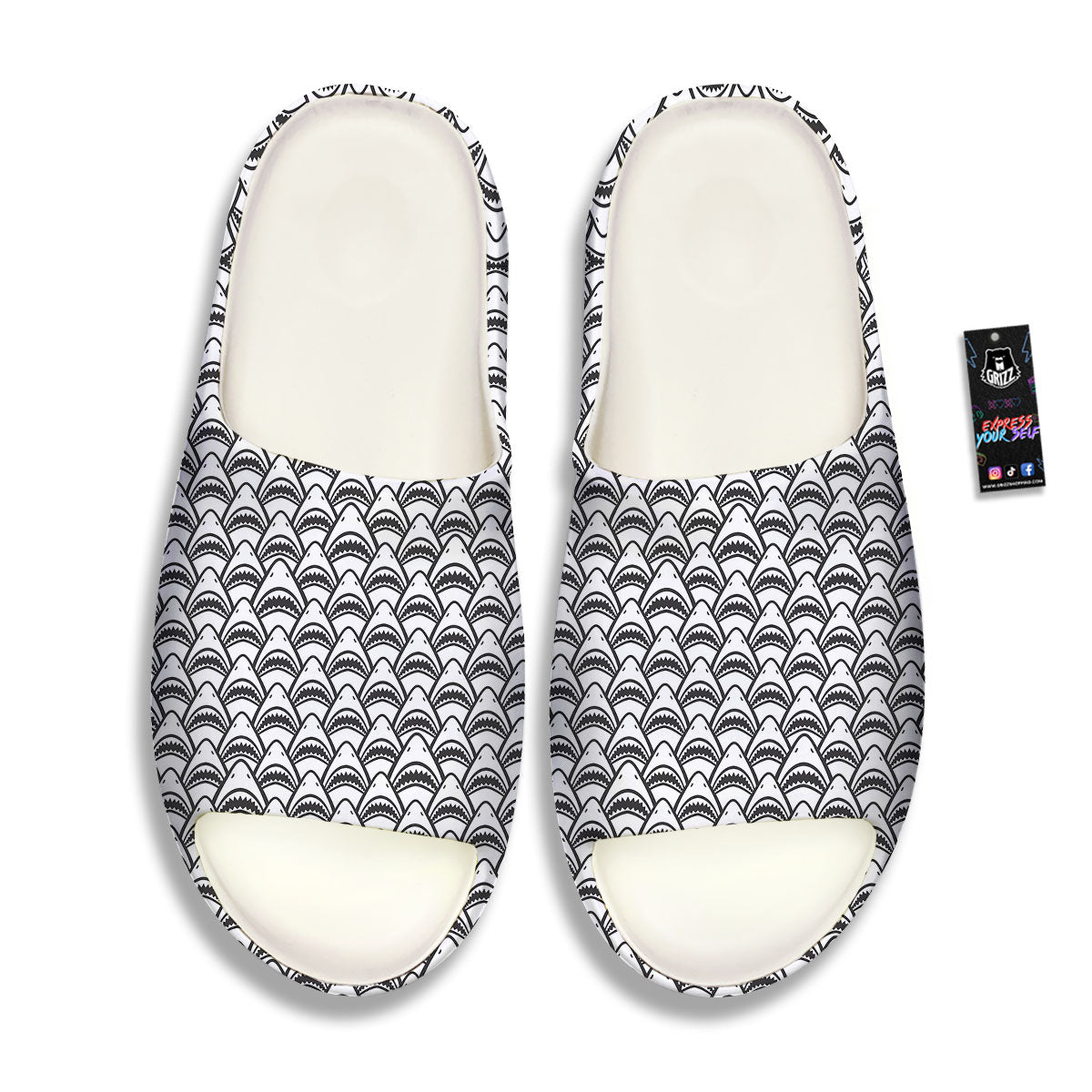 Shark Doodle Print Pattern Sandals-grizzshop