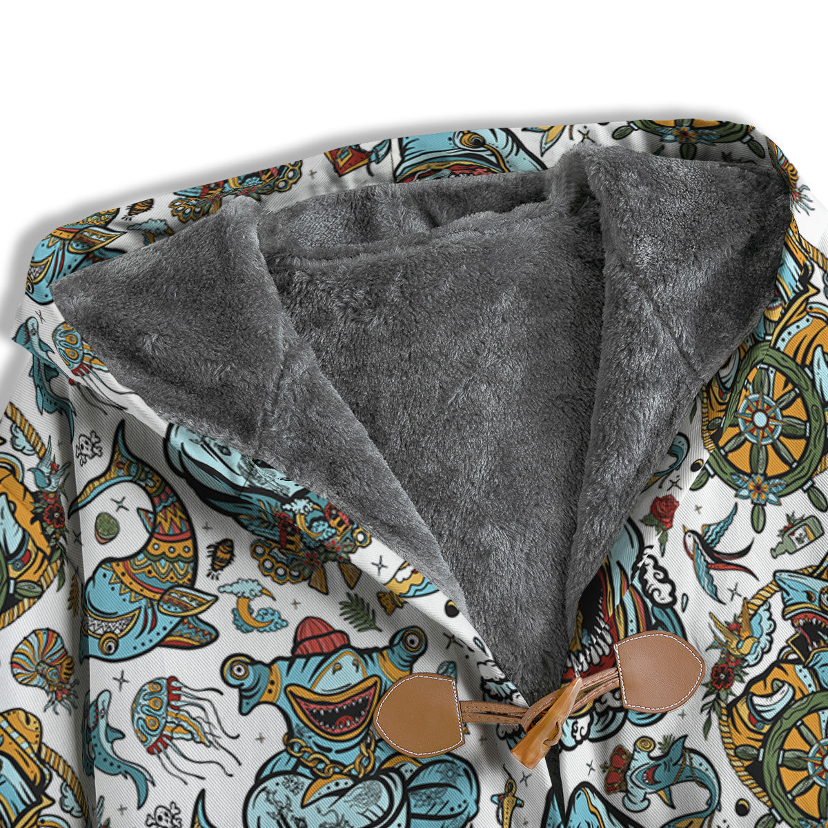 Sharks Underwater Tattoo Print Pattern Men's Windbreaker Jacket-grizzshop