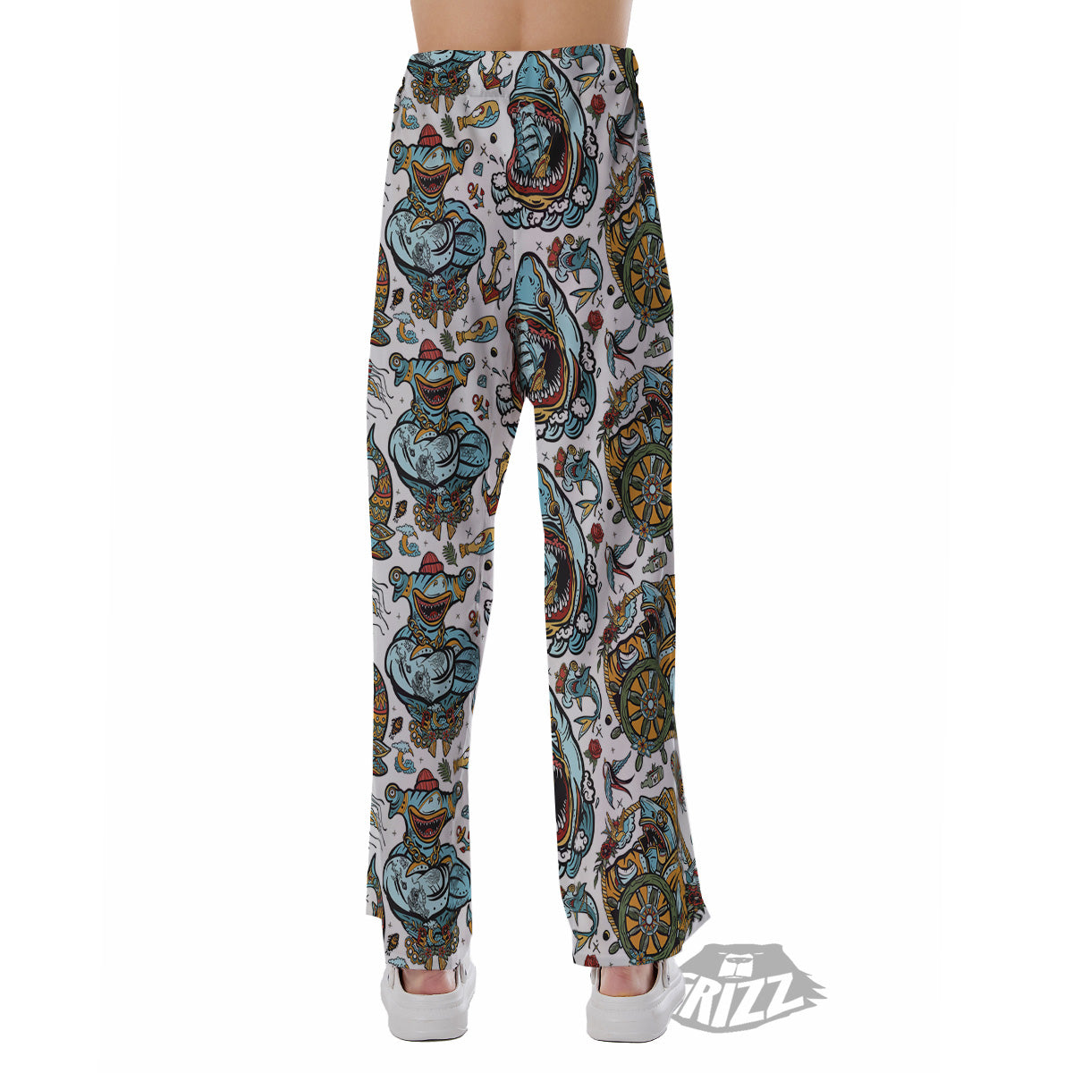 Sharks Underwater Tattoo Print Pattern Pajama Pants-grizzshop