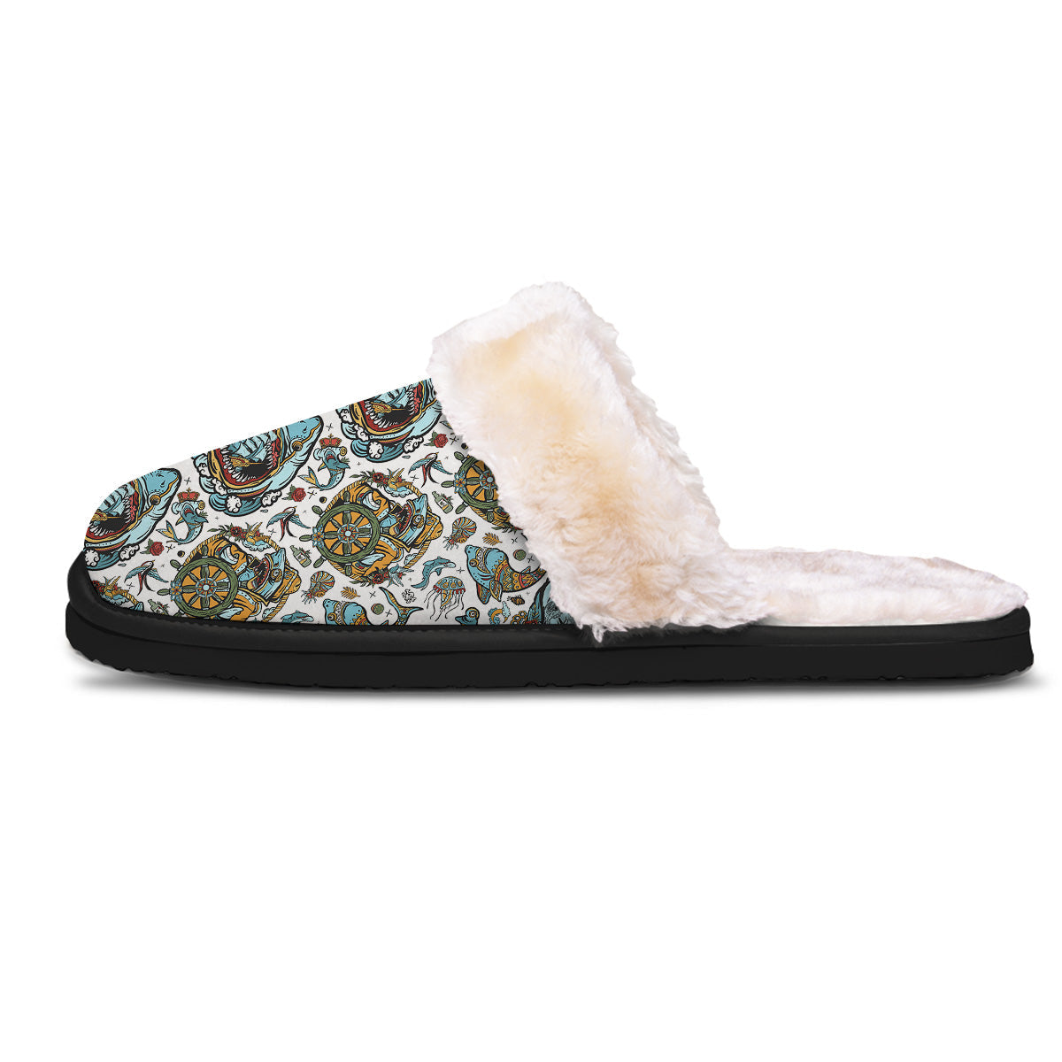 Sharks Underwater Tattoo Print Pattern Slippers-grizzshop
