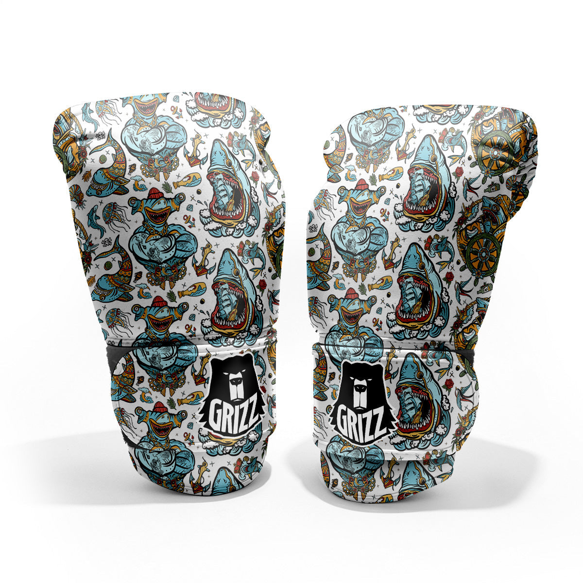 Sharks Underwater Tattoo Print Pattern Pro Boxing Glove