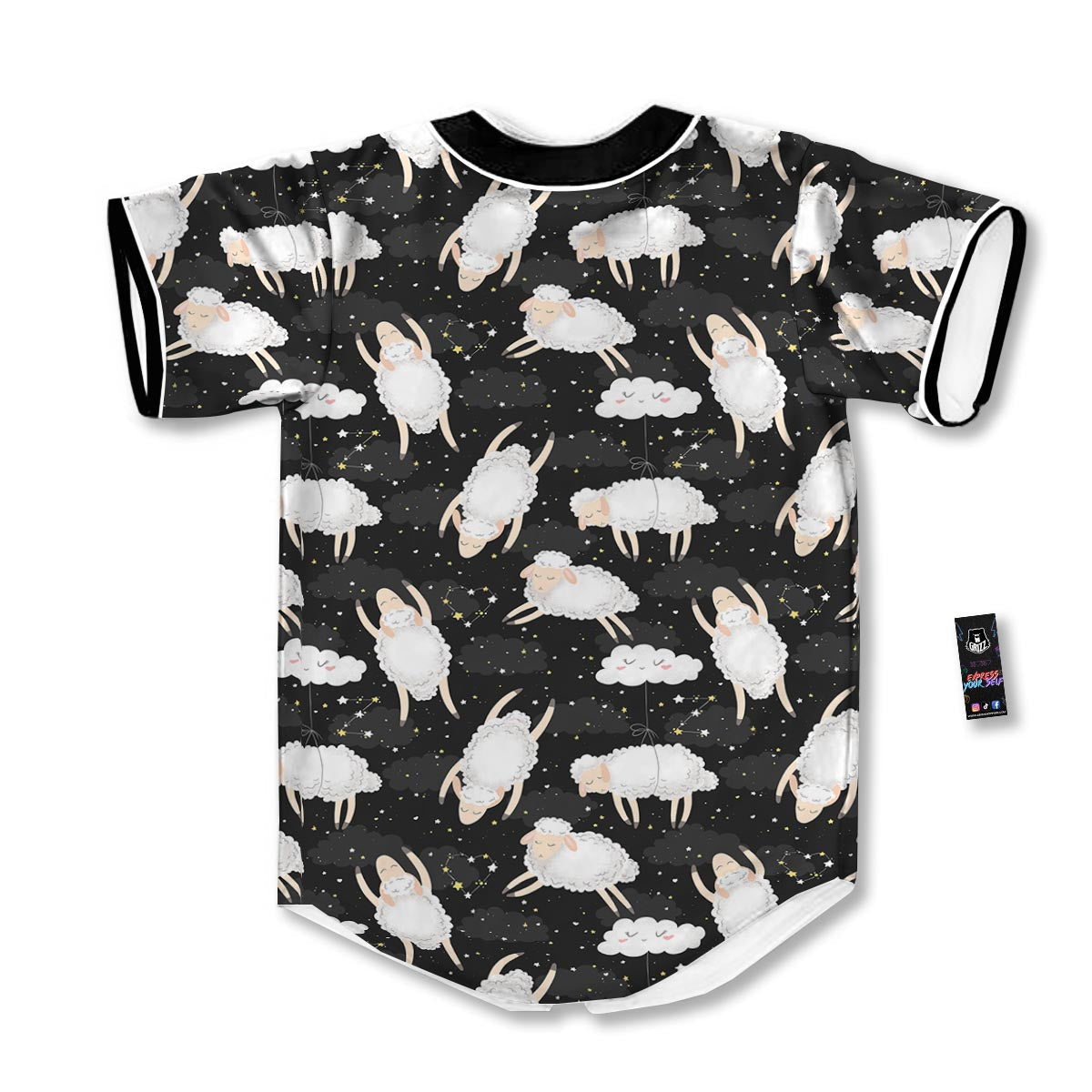 Sheep And Star Print Pattern Baseball Jersey-grizzshop