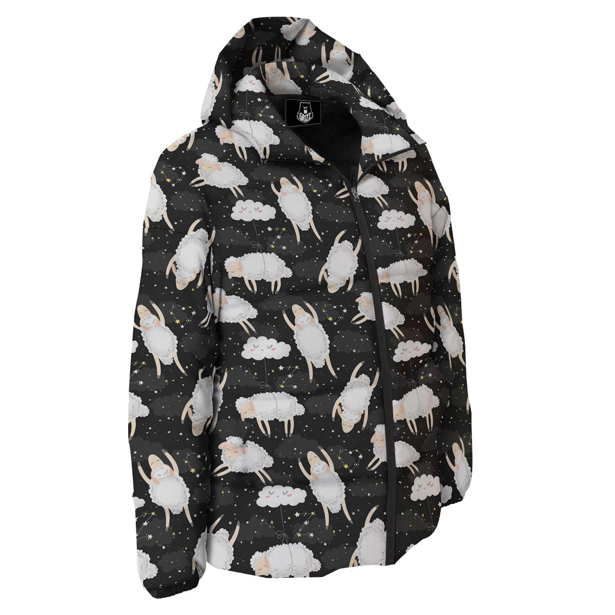 Sheep And Star Print Pattern Down Jacket-grizzshop