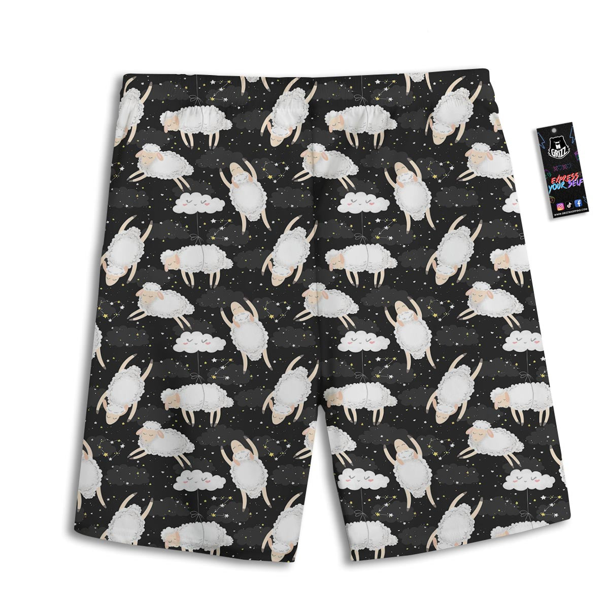 Sheep And Star Print Pattern Men's Athletic Shorts