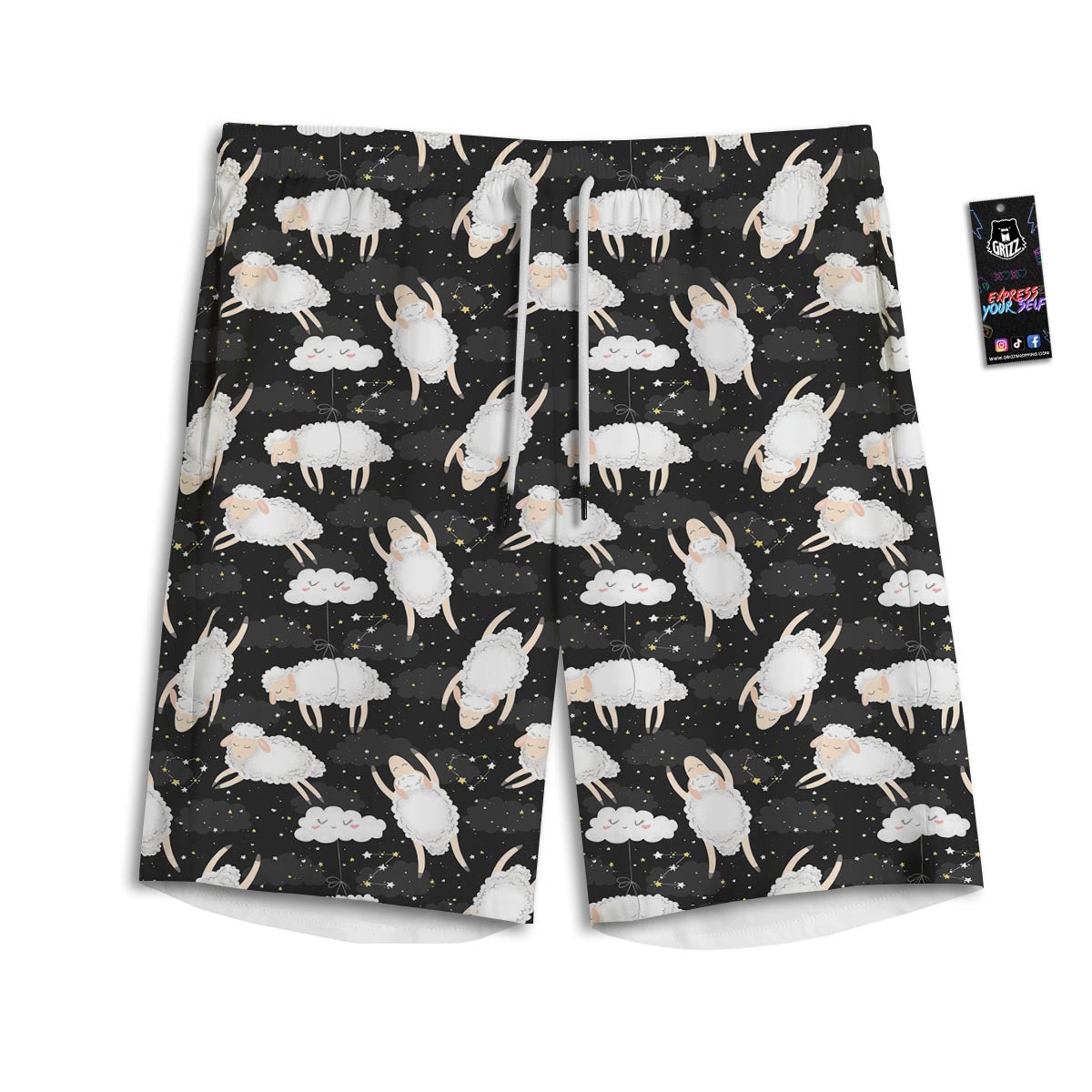 Sheep And Star Print Pattern Men's Athletic Shorts