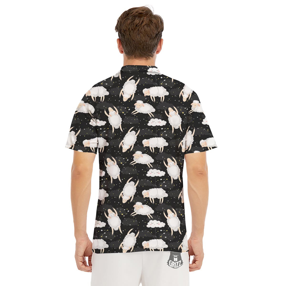 Sheep And Star Print Pattern Men's Golf Shirts-grizzshop