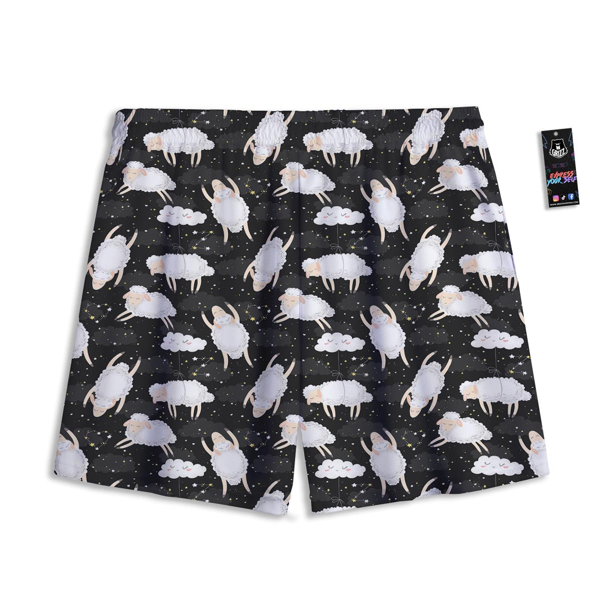 Sheep And Star Print Pattern Mesh Shorts