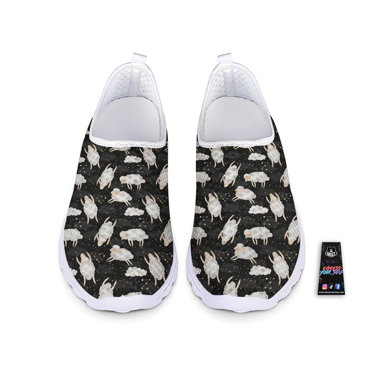 Sheep And Star Print Pattern Nurse Shoes-grizzshop