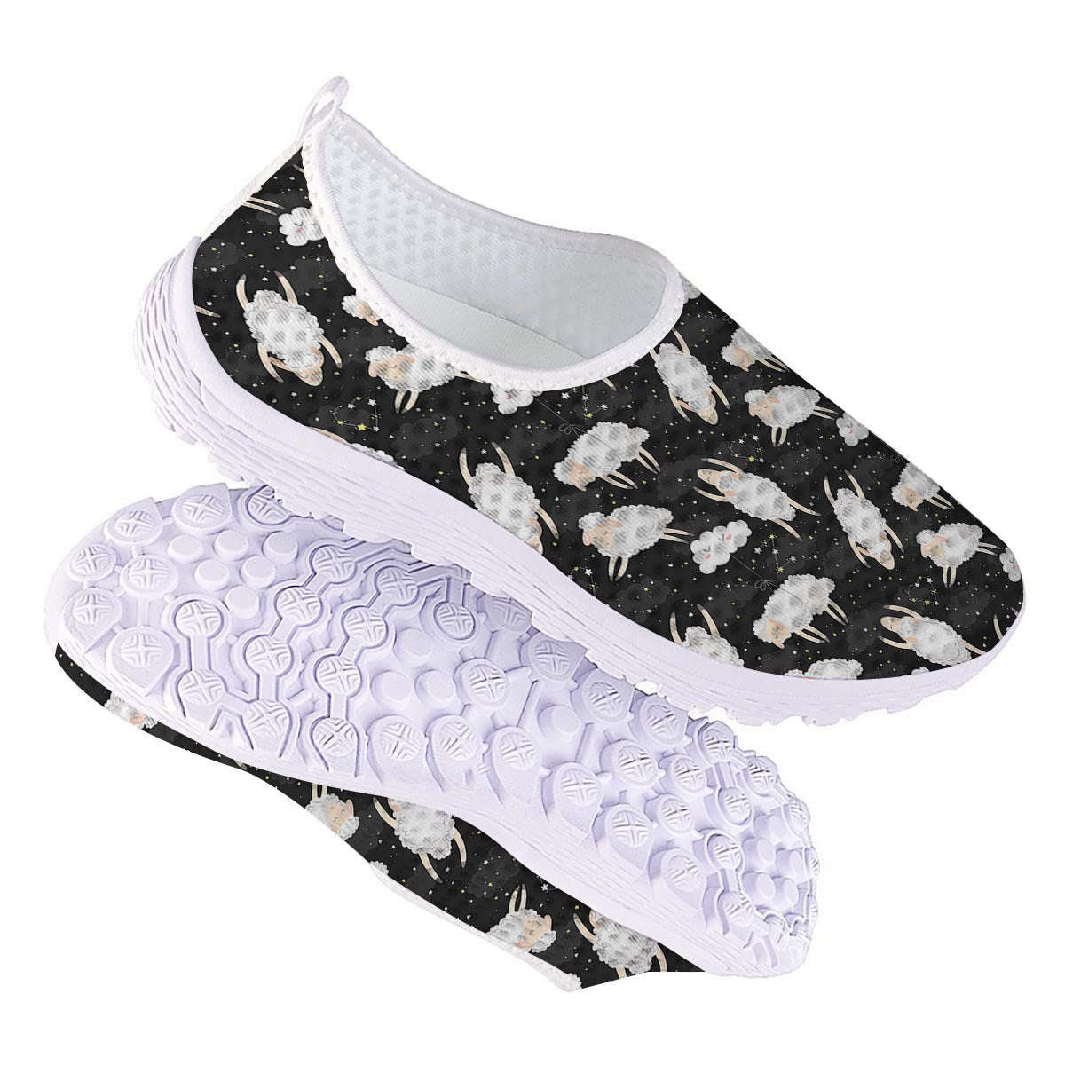 Sheep And Star Print Pattern Nurse Shoes-grizzshop