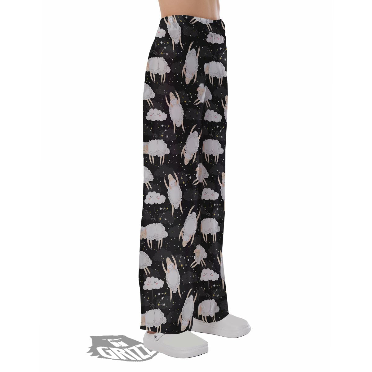 Sheep And Star Print Pattern Pajama Pants-grizzshop