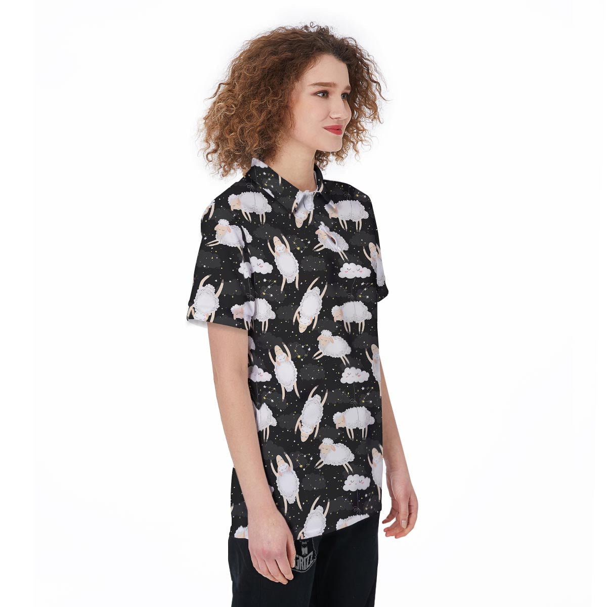 Sheep And Star Print Pattern Women's Golf Shirts-grizzshop