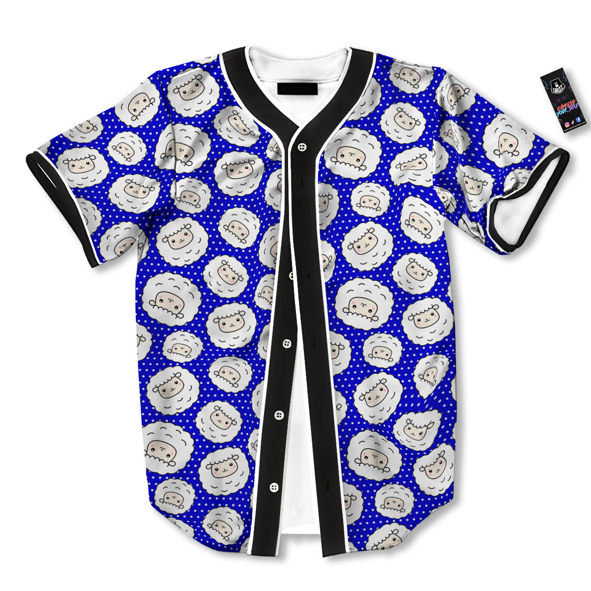 Sheep Cartoon Print Pattern Baseball Jersey-grizzshop