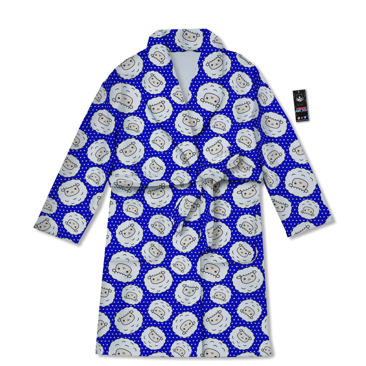 Sheep Cartoon Print Pattern Bathrobe-grizzshop