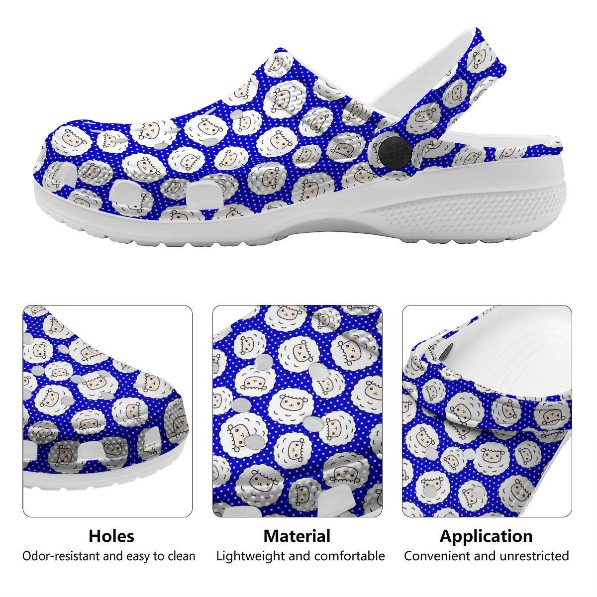 Sheep Cartoon Print Pattern Clog-grizzshop