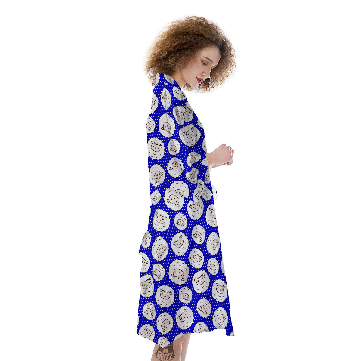 Sheep Cartoon Print Pattern Kimono-grizzshop