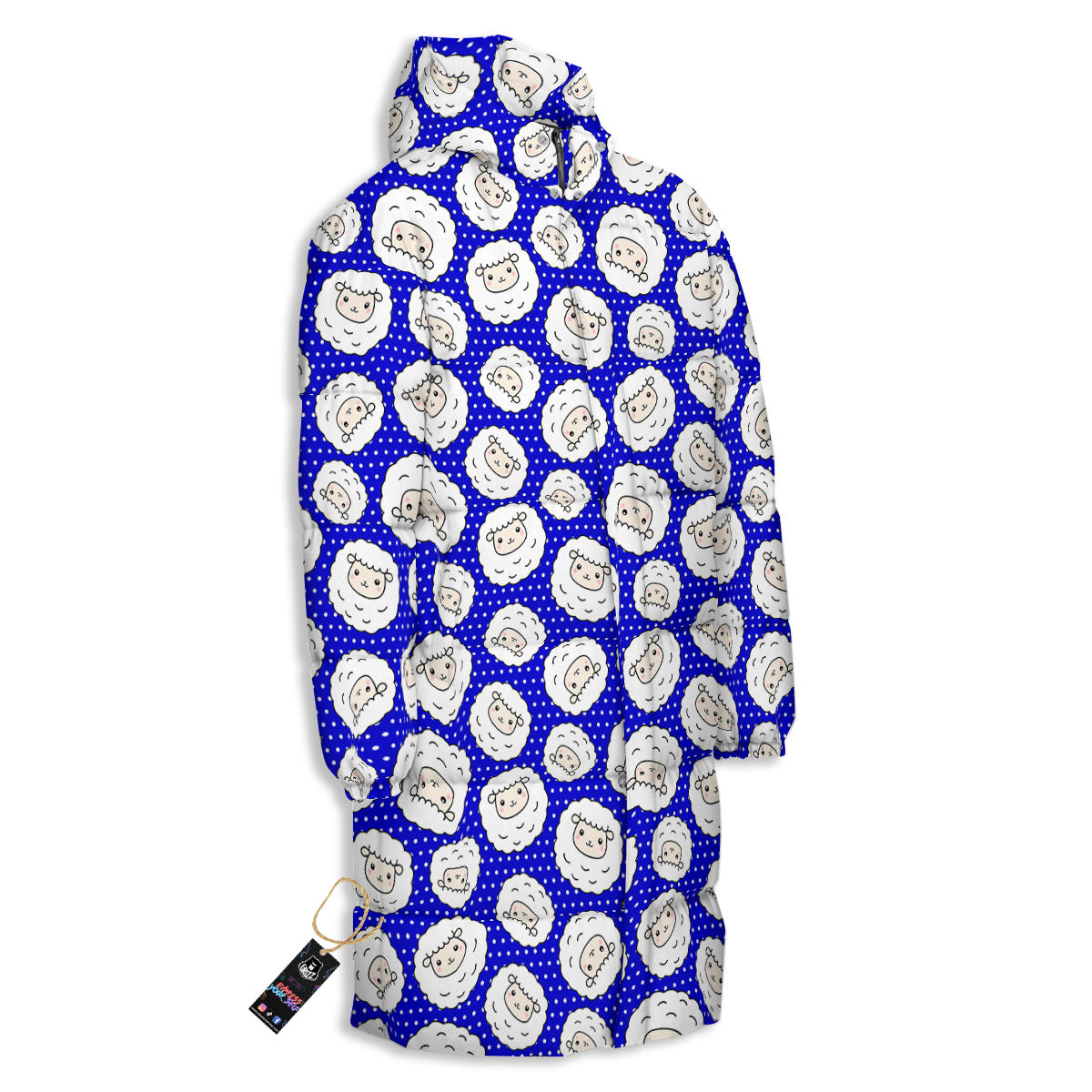 Sheep Cartoon Print Pattern Long Down Jacket-grizzshop