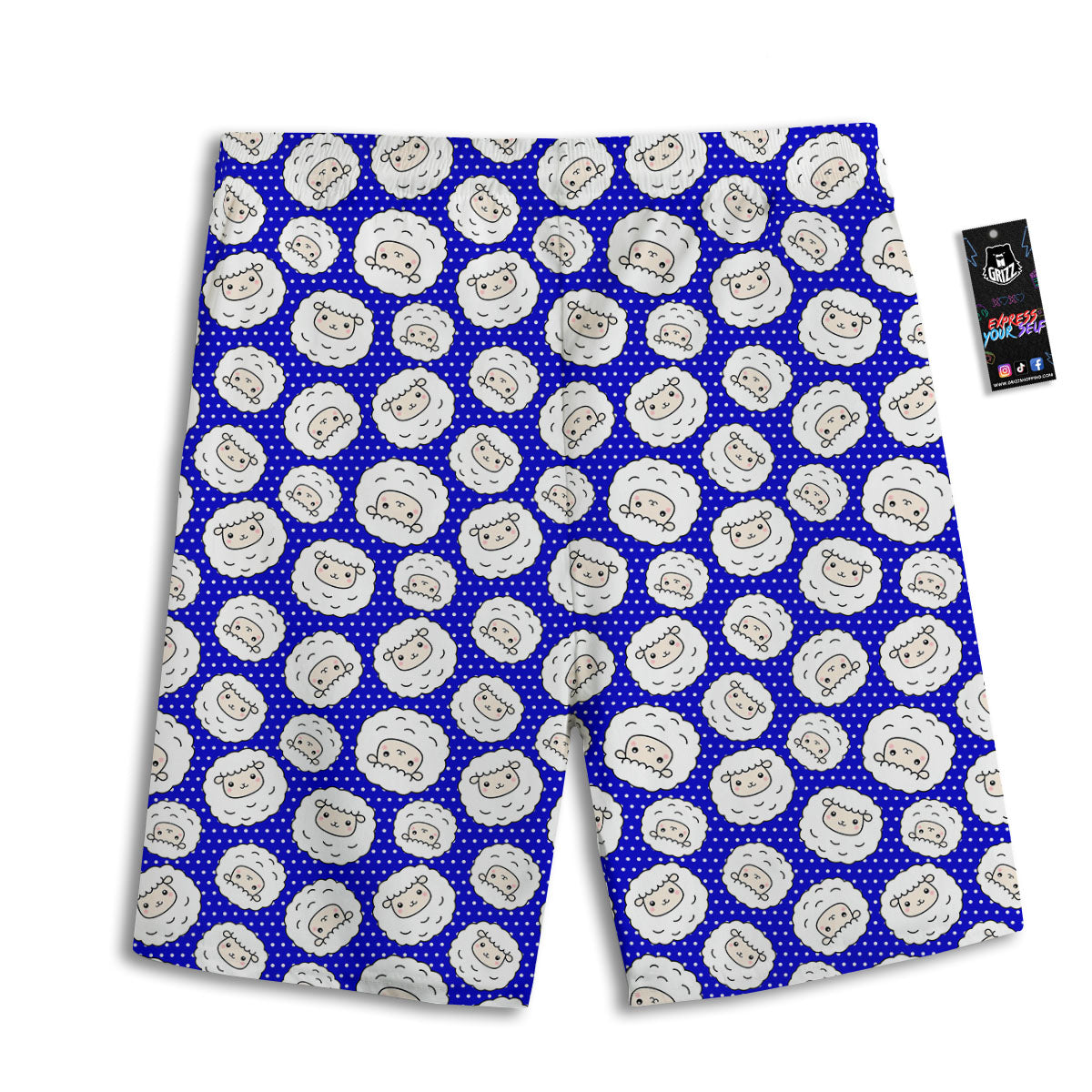 Sheep Cartoon Print Pattern Men's Athletic Shorts