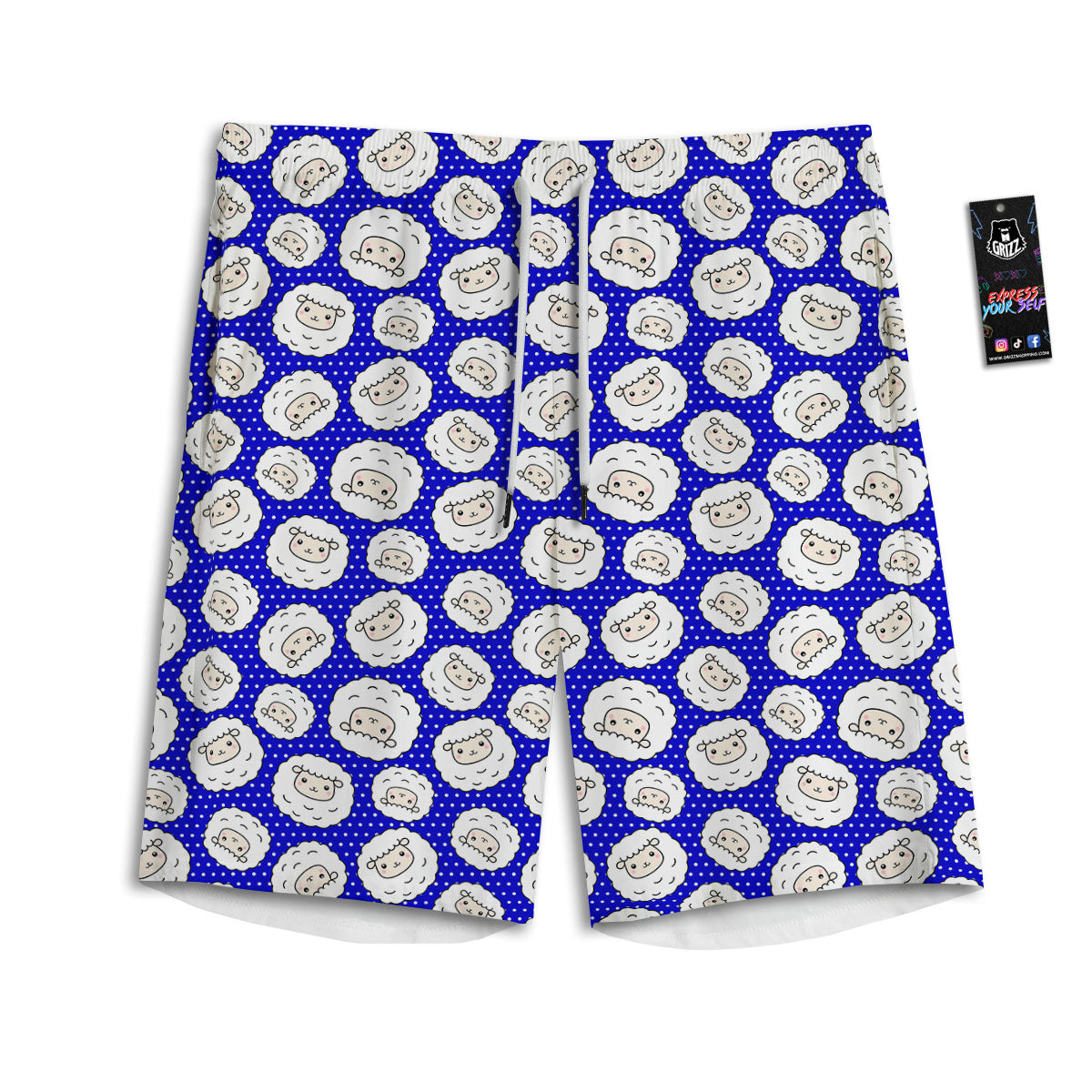 Sheep Cartoon Print Pattern Men's Athletic Shorts