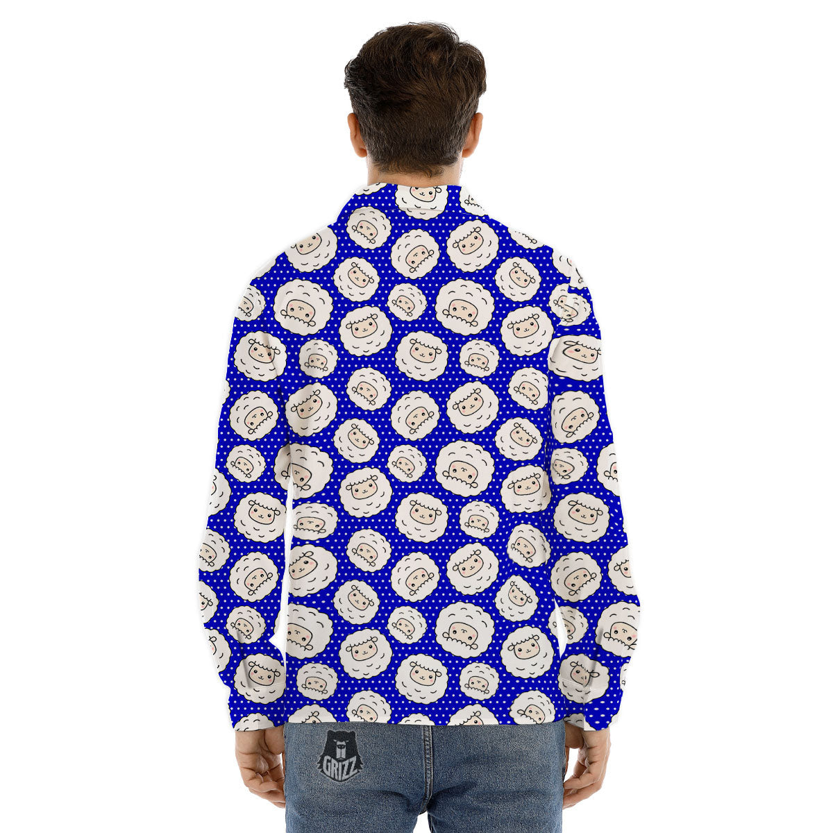Sheep Cartoon Print Pattern Men's Dress Shirts-grizzshop