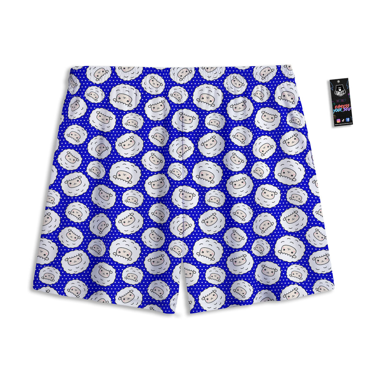 Sheep Cartoon Print Pattern Mesh Shorts-grizzshop