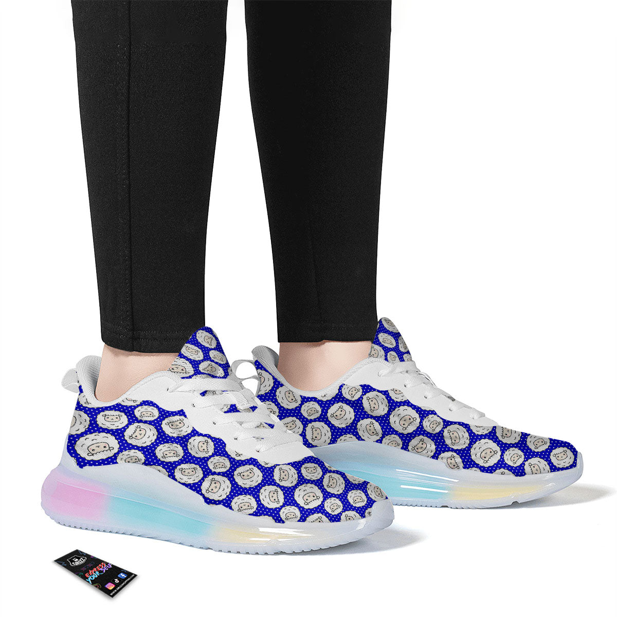Sheep Cartoon Print Pattern Running Sneakers-grizzshop