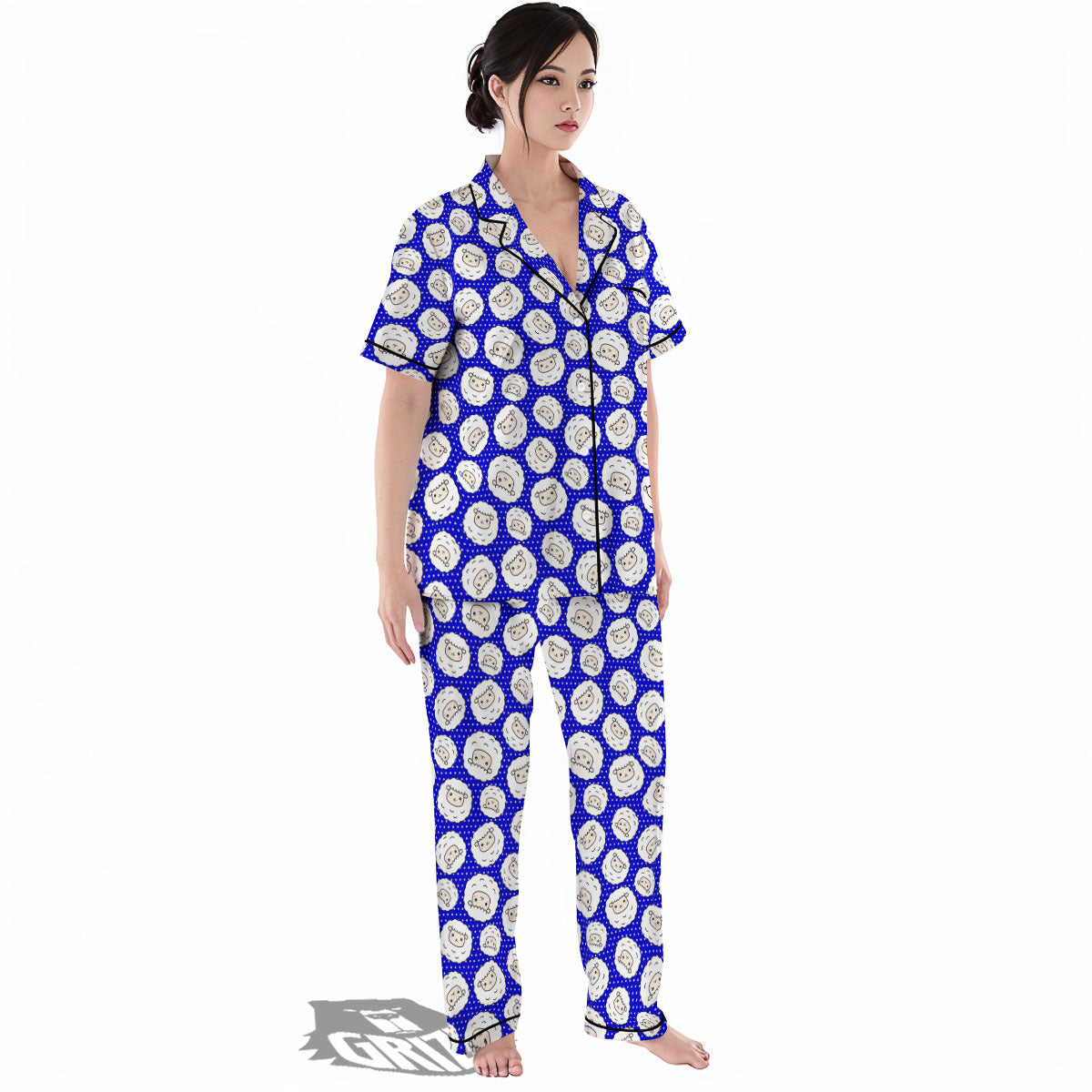 Sheep Cartoon Print Pattern Women's Pajamas Set-grizzshop