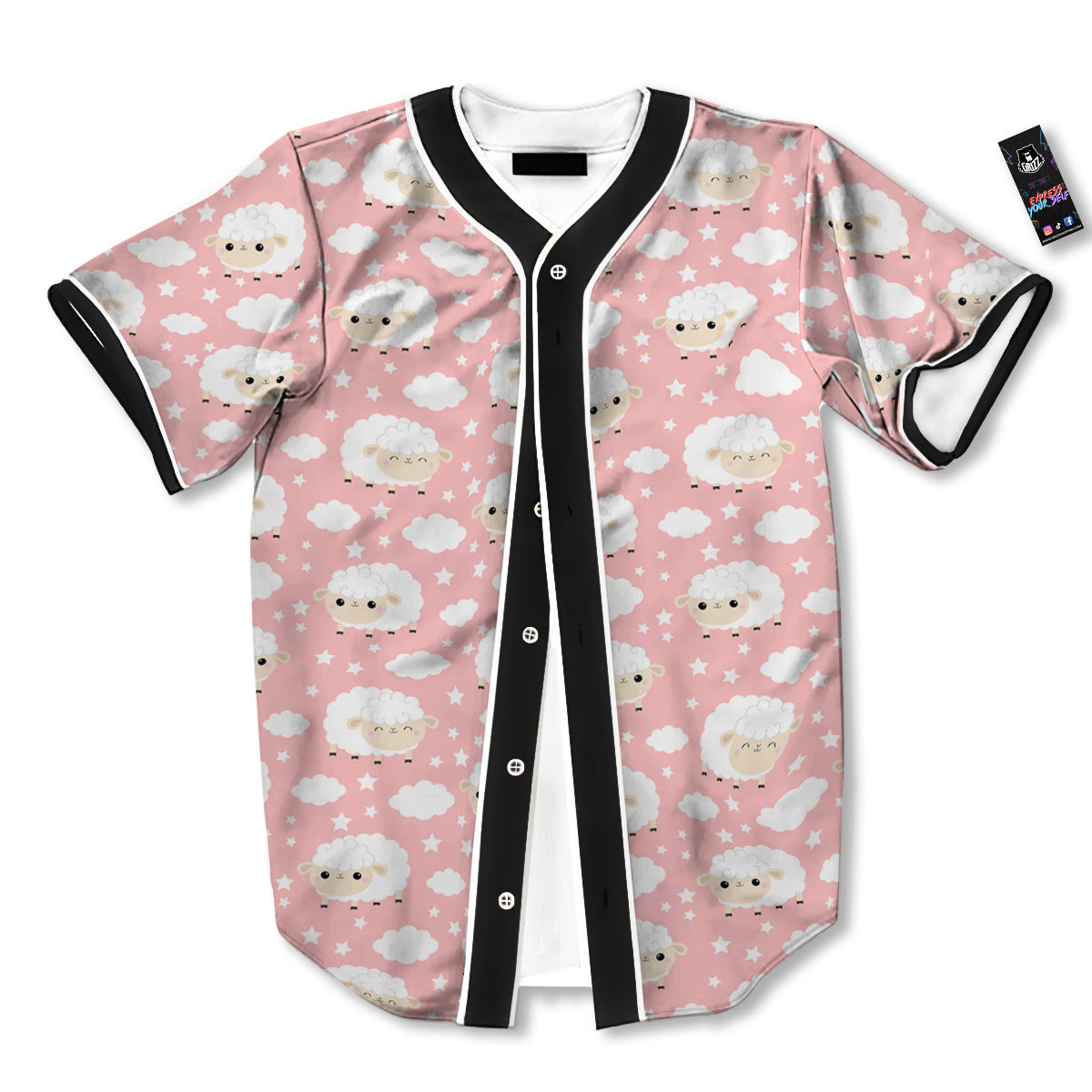 Sheep Cute Print Pattern Baseball Jersey-grizzshop