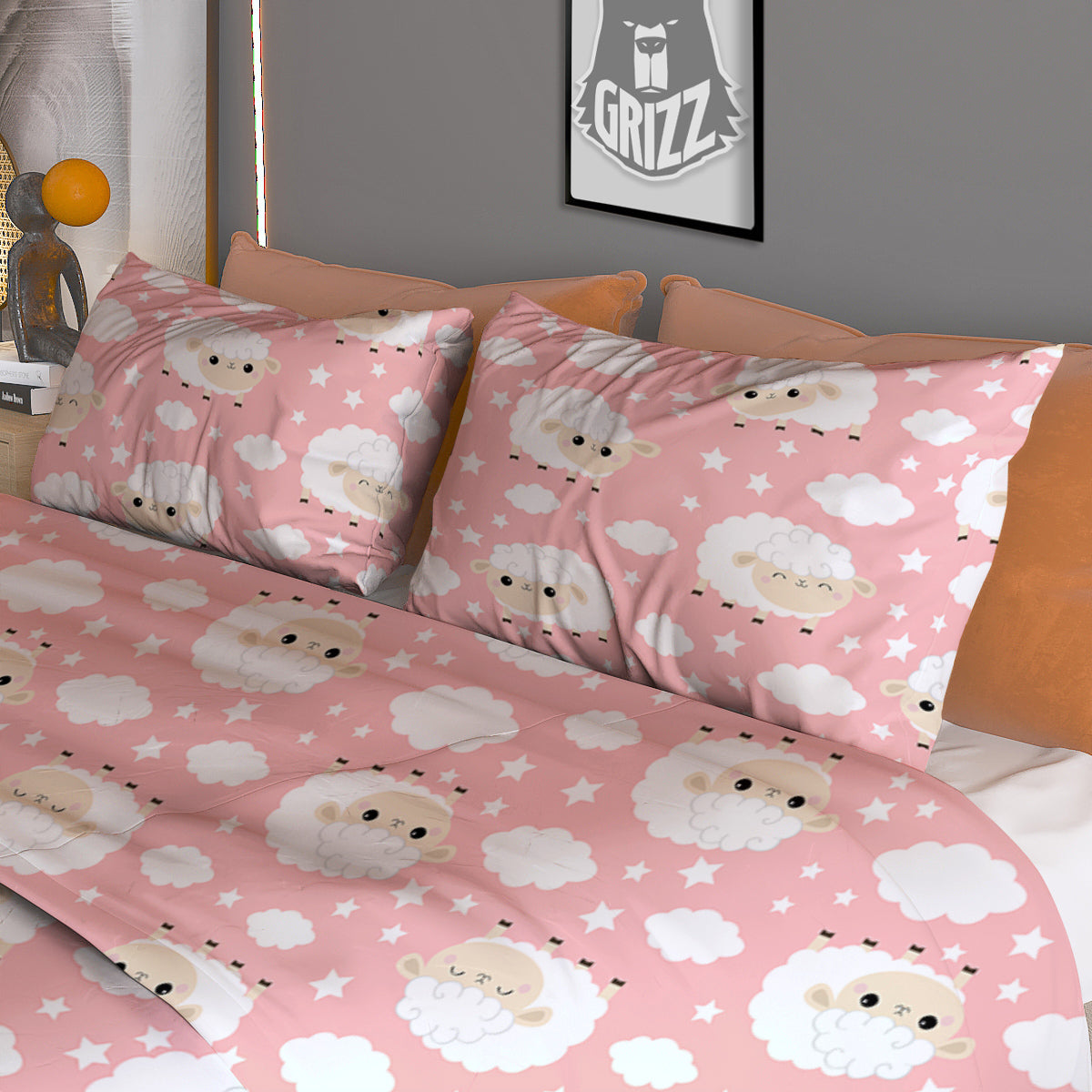Sheep Cute Print Pattern Duvet Cover Bedding Set-grizzshop
