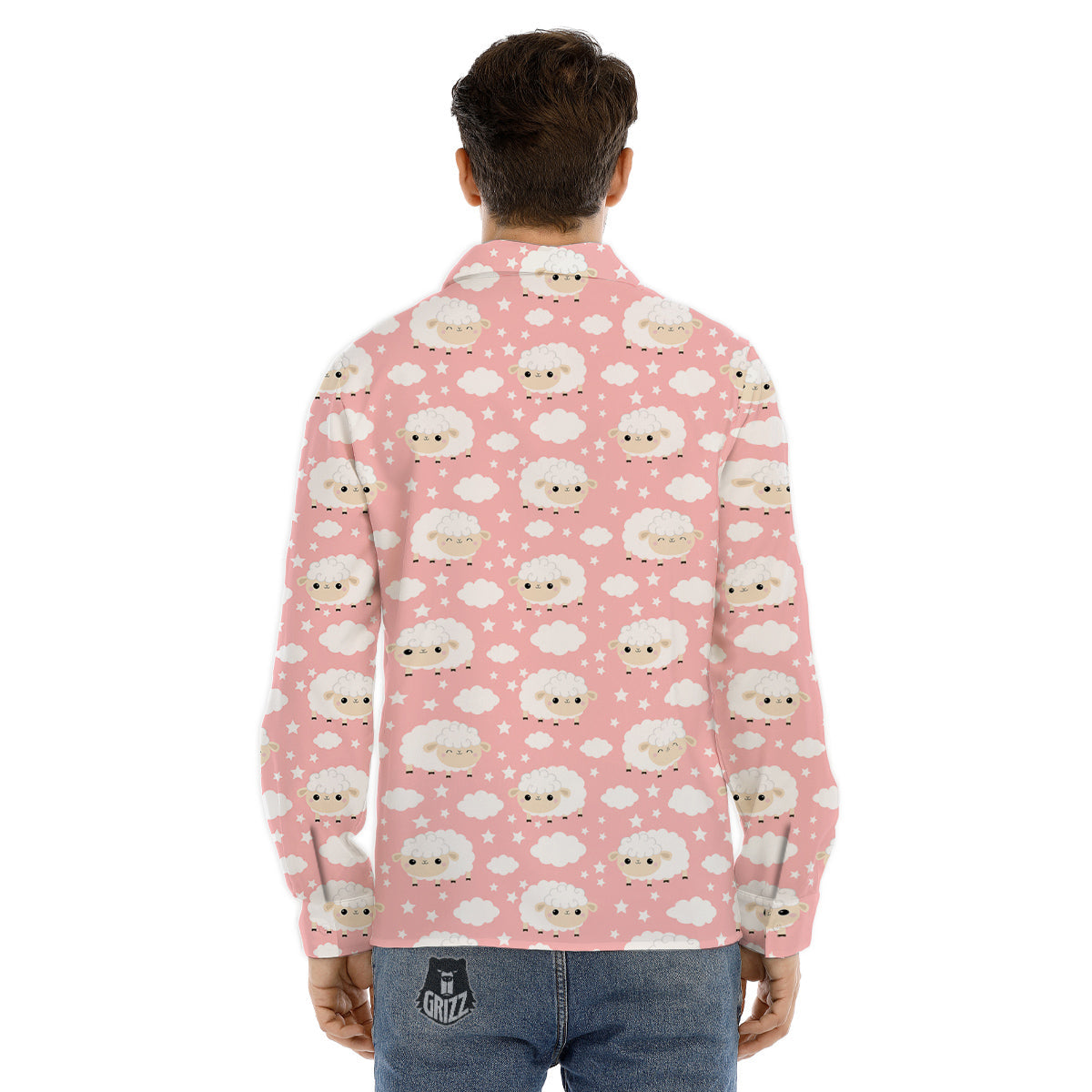 Sheep Cute Print Pattern Men's Dress Shirts-grizzshop