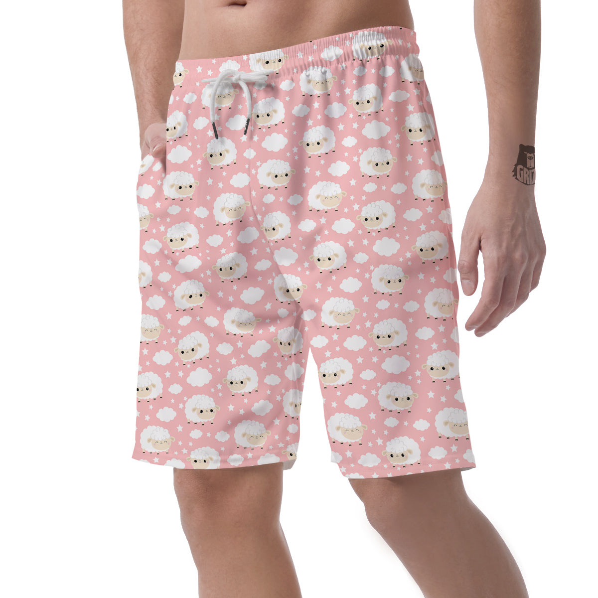 Sheep Cute Print Pattern Men's Shorts-grizzshop