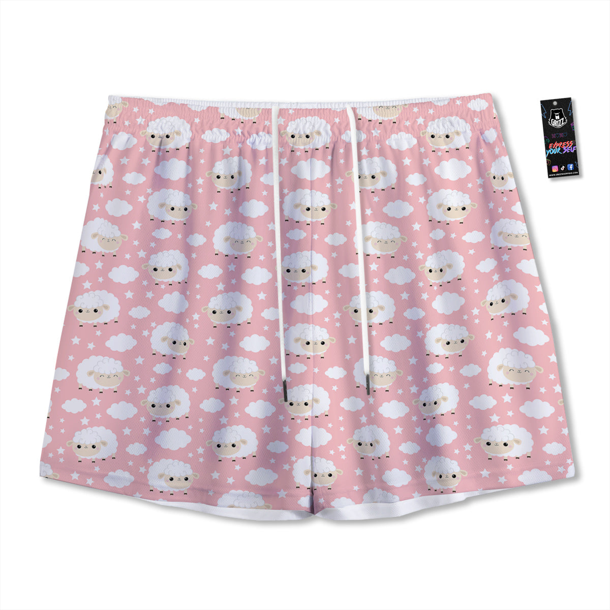 Sheep Cute Print Pattern Mesh Shorts