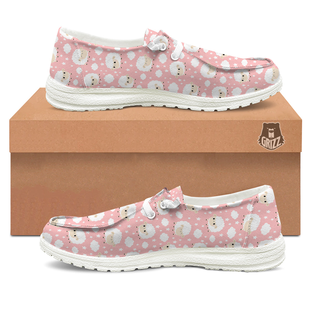 Sheep Cute Print Pattern White Loafers-grizzshop