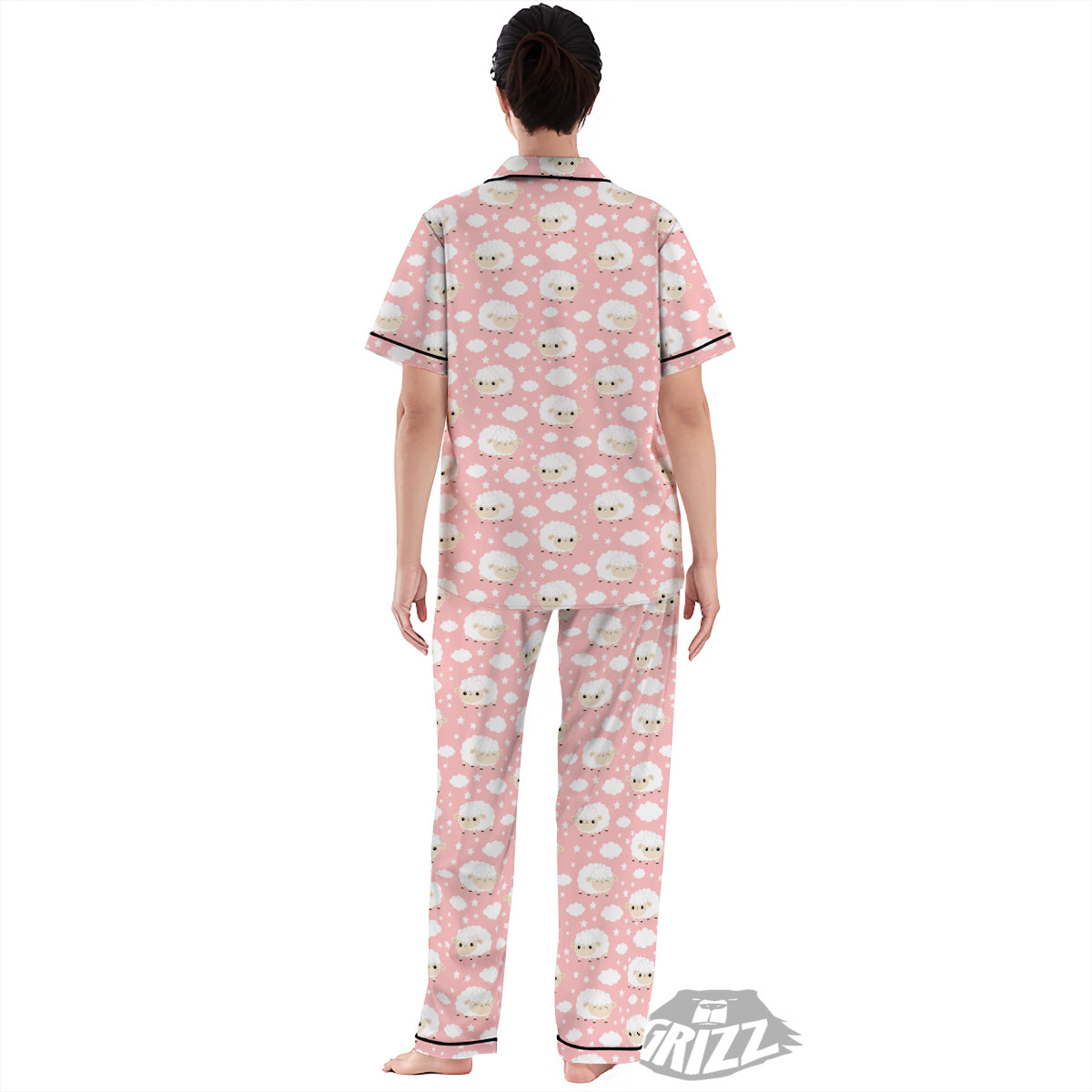 Sheep Cute Print Pattern Women's Pajamas Set-grizzshop